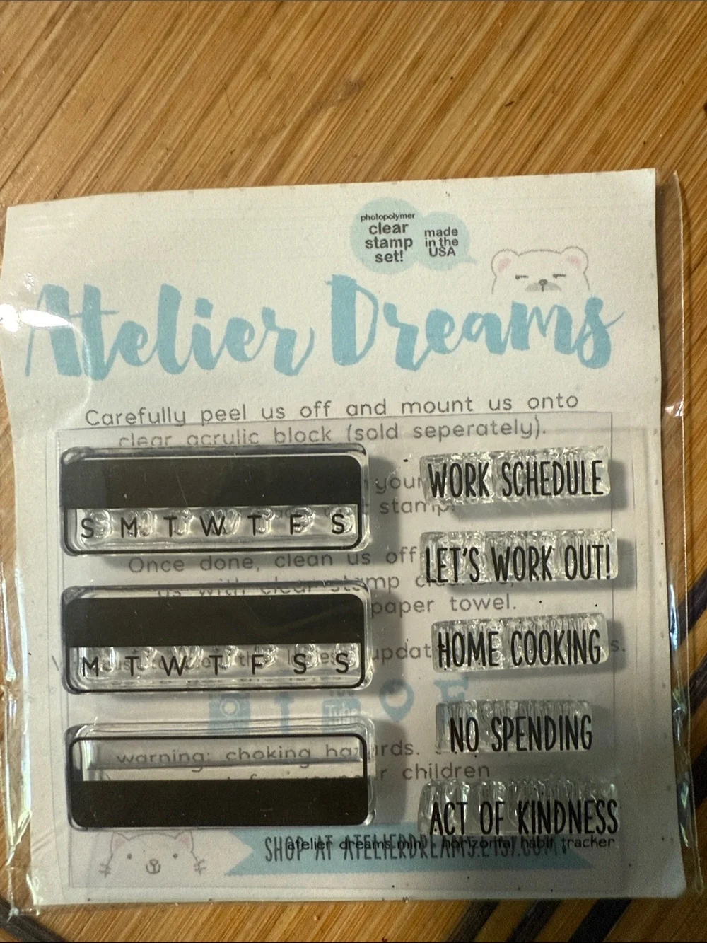 clear photopolymer planner stamp set from the brand Atelier Dreams